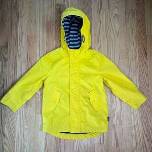 GAP Bright Yellow Kids Raincoat with Striped Hood